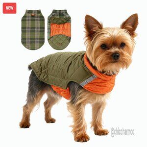 Reversible Quilted Dog Vest, Reflective Safety Strip, Cold Weather Apparel
